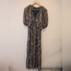 Ellison Long Chic Floral Maxi Dress Puff Sleeves Paisley Cottagecore Western S